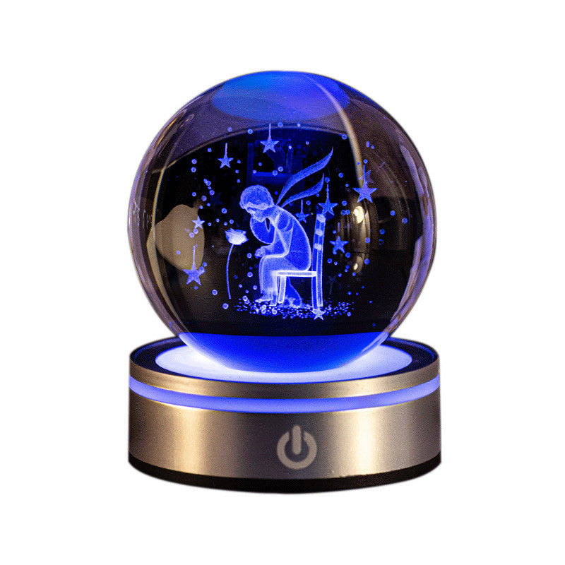 Creative 3D Inner Carving Luminous Crystal Ball Colorful.