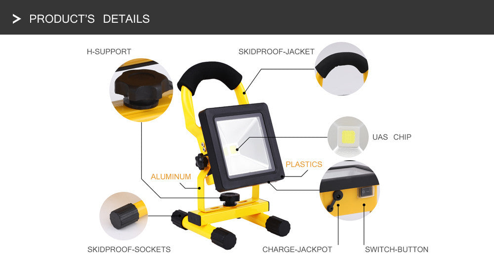 Ultrathin rechargeable led flood light 10W waterproof