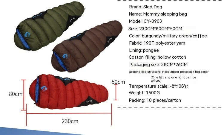 Outdoor Fishing Autumn And Winter Camping Cotton Sleeping Bags