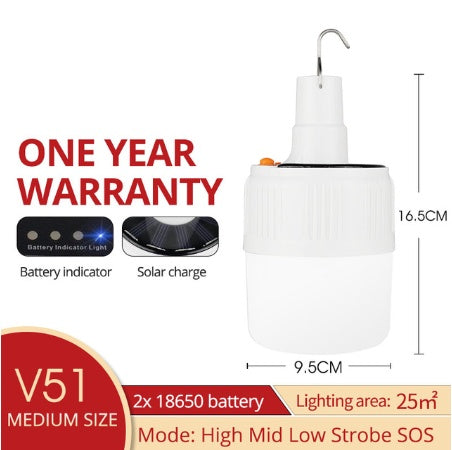 Rechargeable LED Bulb Lamp Remote Control Solar Charge