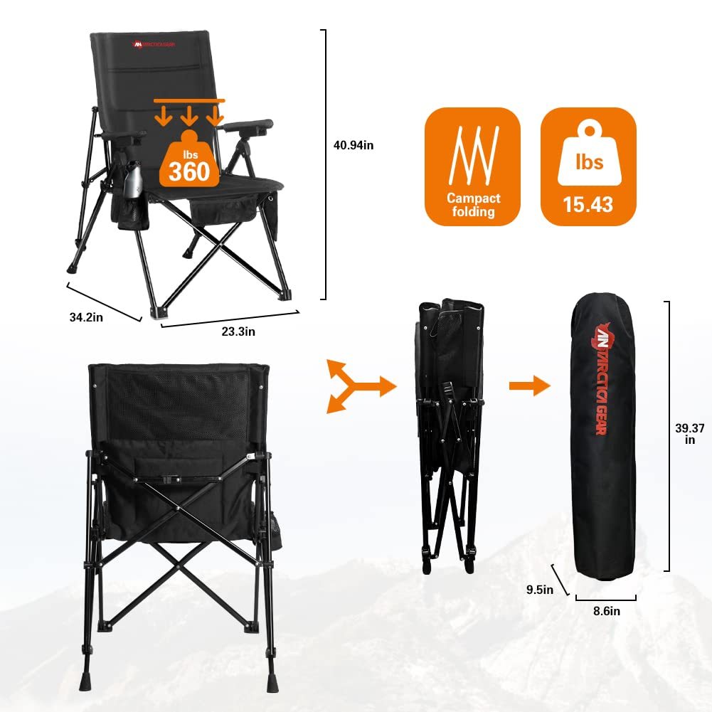 Antarctica Gear Heated Camping Chair With 12V 16000mAh Battery Pack.