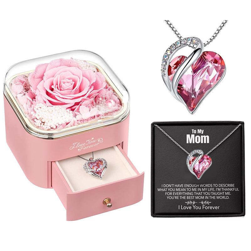 Valentines Day Rose Flower Drawer Jewelry Box