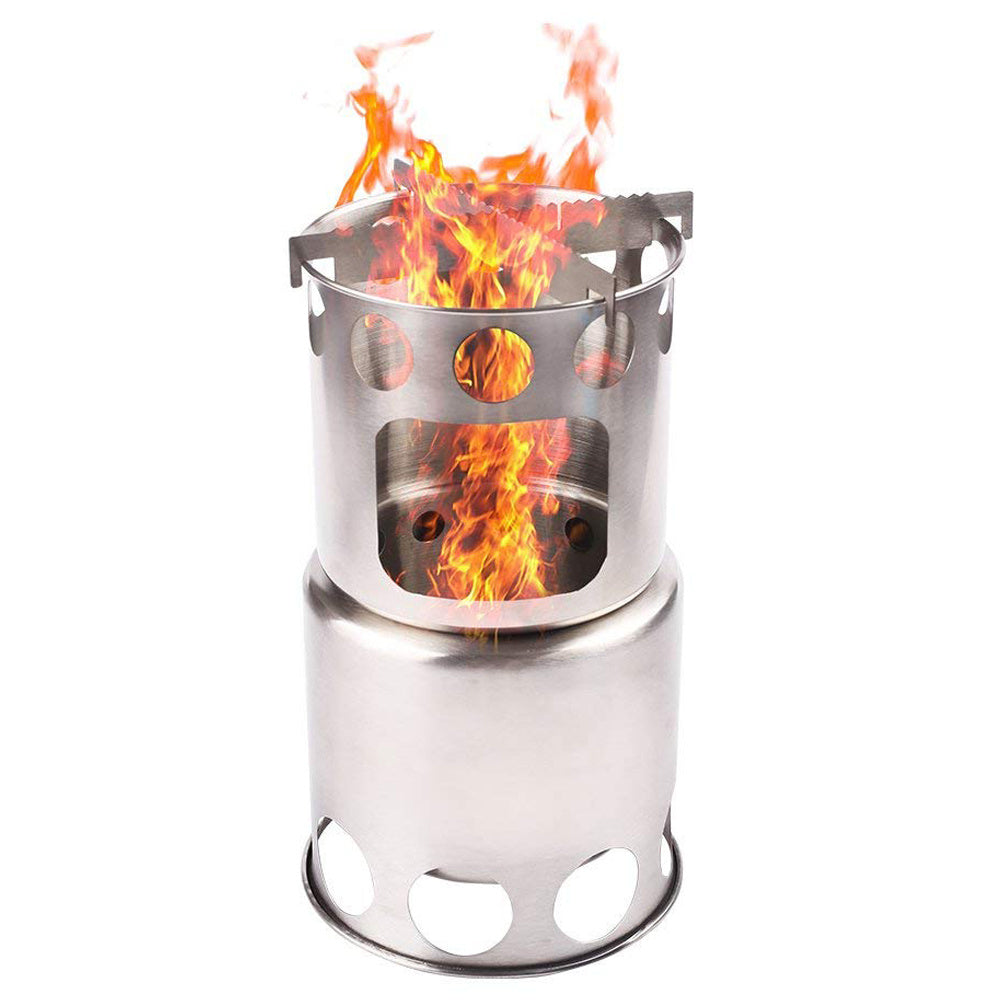 Portable Camping Stove Combo Wood Burning Stainless Steel