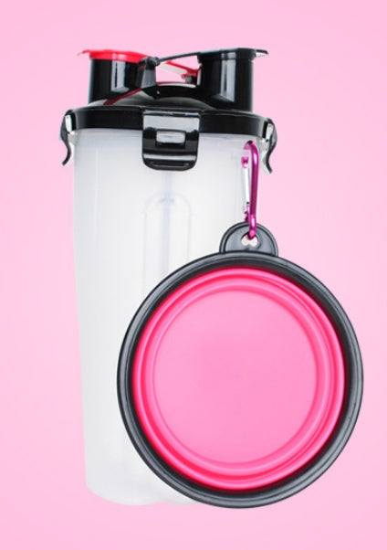 2 In 1Pet Water Bottle Silicone Bowl