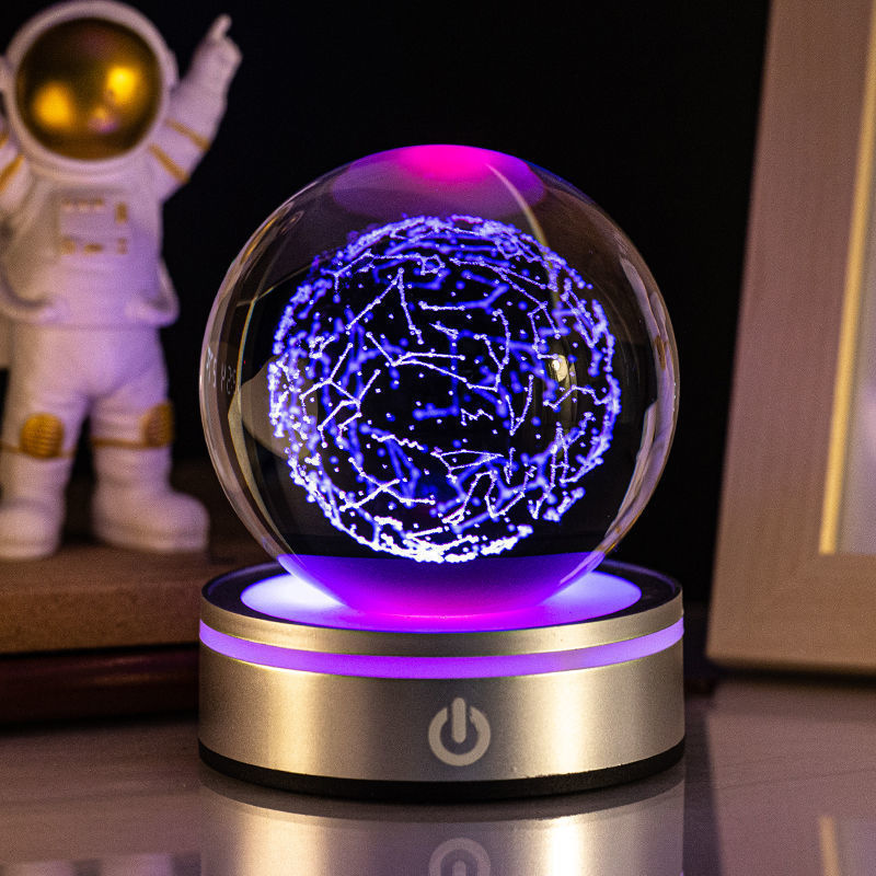 Creative 3D Inner Carving Luminous Crystal Ball Colorful.