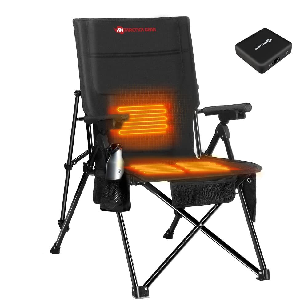 Antarctica Gear Heated Camping Chair With 12V 16000mAh Battery Pack.