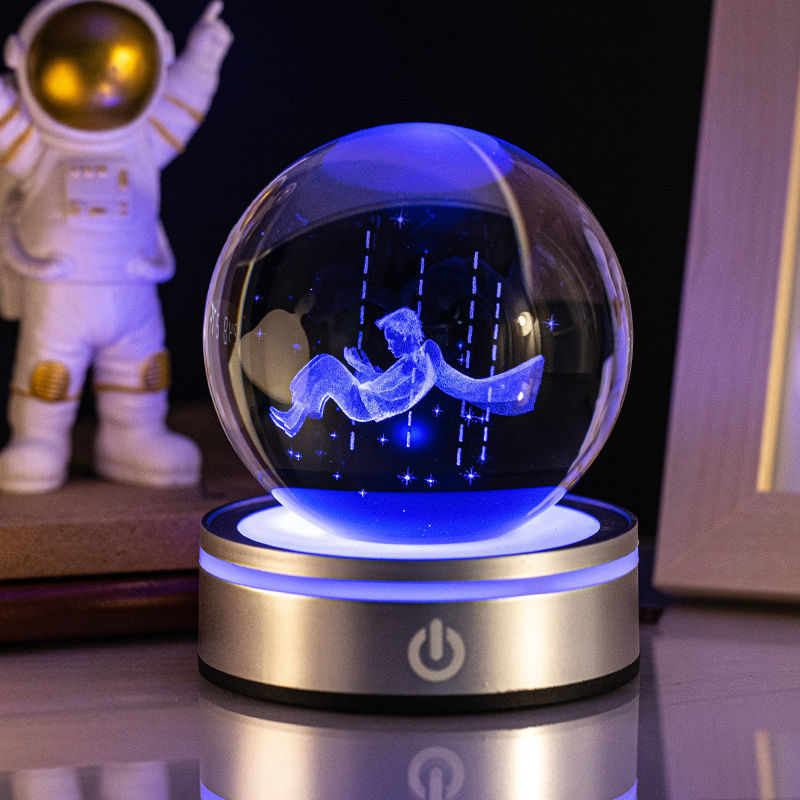 Creative 3D Inner Carving Luminous Crystal Ball Colorful.
