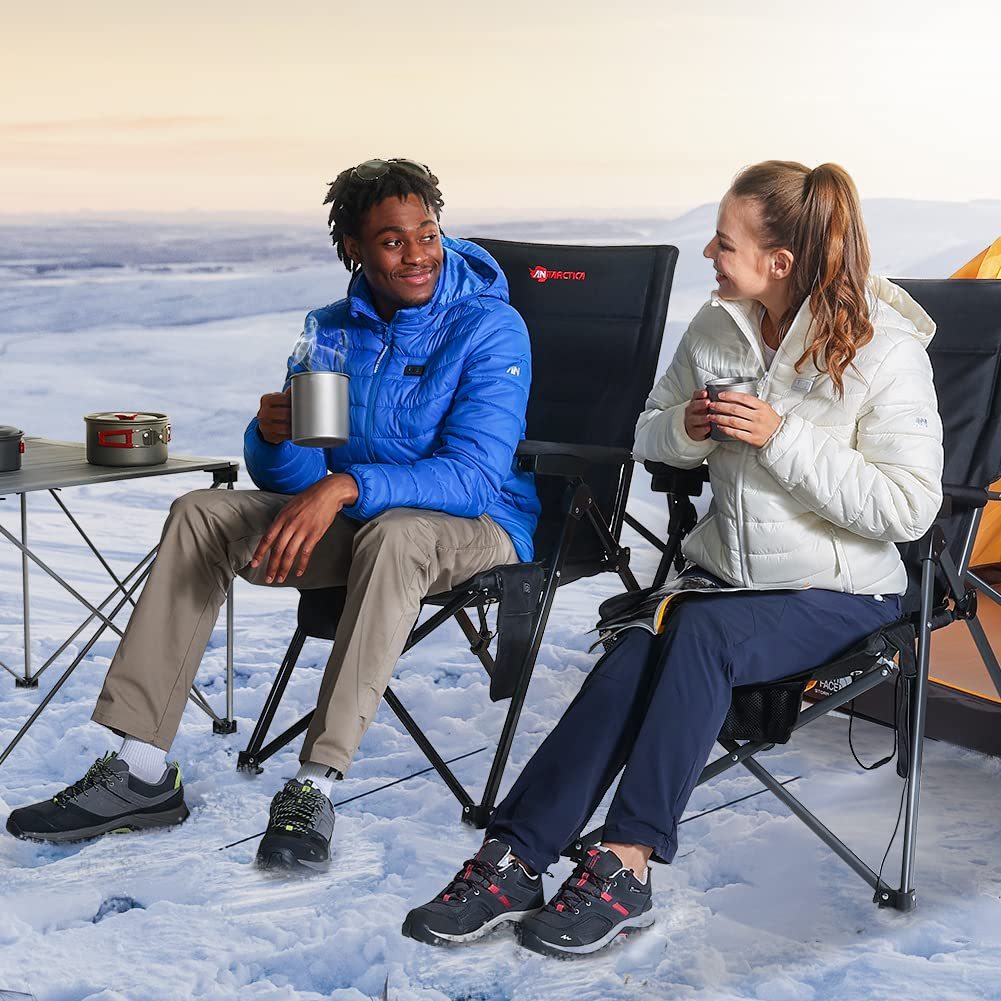Antarctica Gear Heated Camping Chair With 12V 16000mAh Battery Pack.