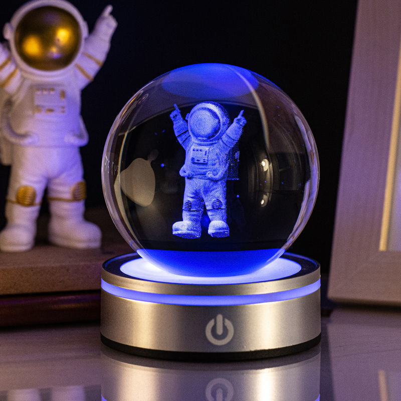 Creative 3D Inner Carving Luminous Crystal Ball Colorful.
