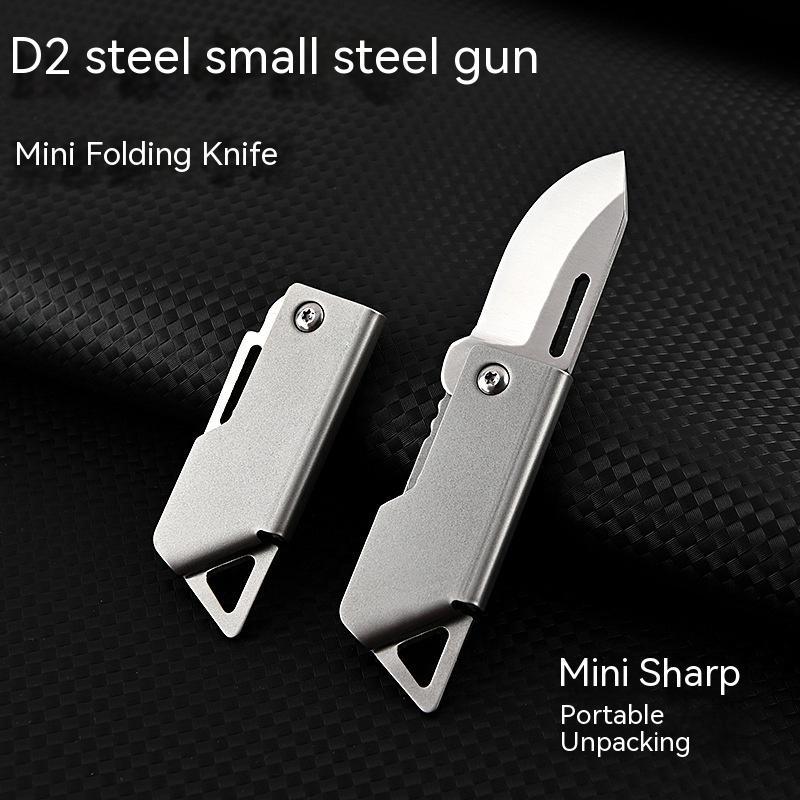 D2 Steel Folding Camping Knife Keychain