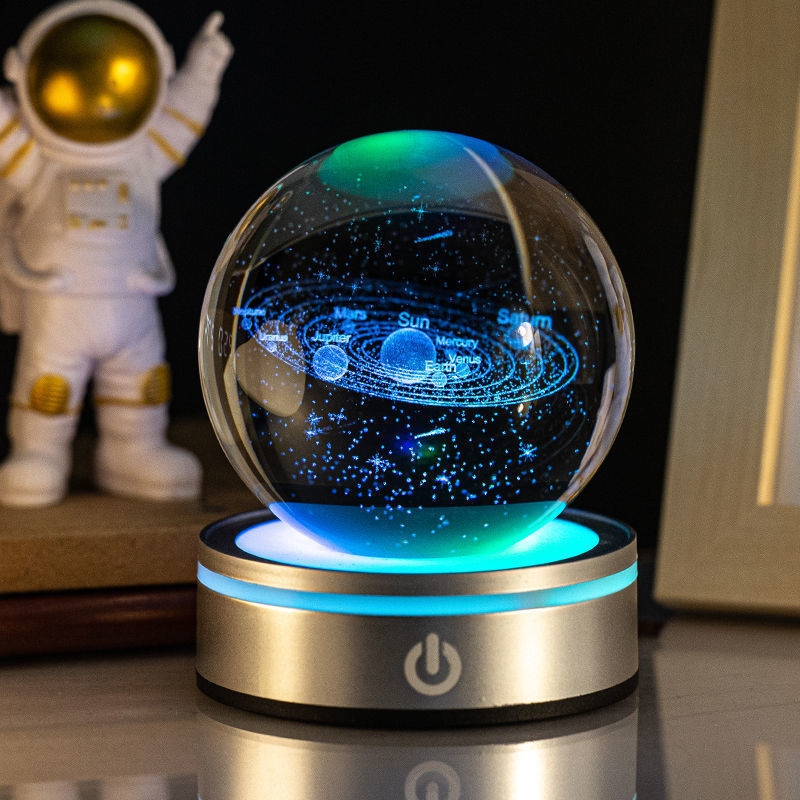 Creative 3D Inner Carving Luminous Crystal Ball Colorful.