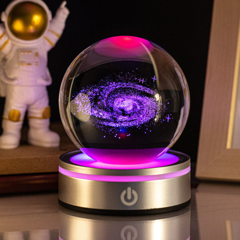 Creative 3D Inner Carving Luminous Crystal Ball Colorful.