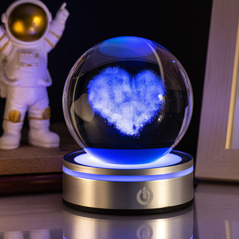Creative 3D Inner Carving Luminous Crystal Ball Colorful.