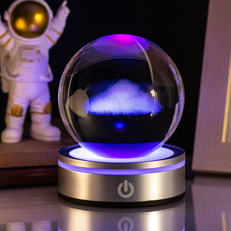 Creative 3D Inner Carving Luminous Crystal Ball Colorful.