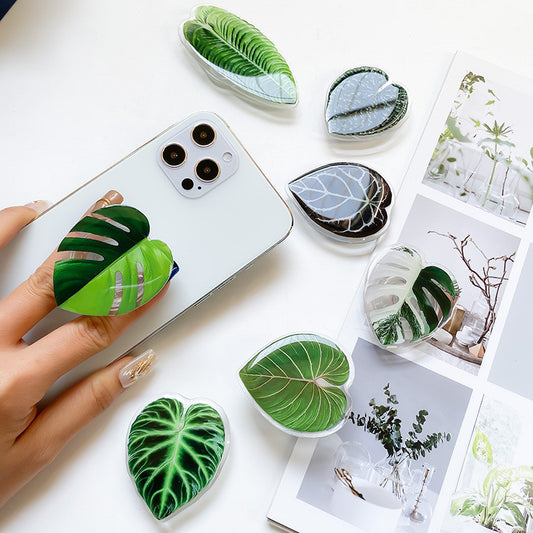 Cute Green Leaves Smartphone Holder Finger