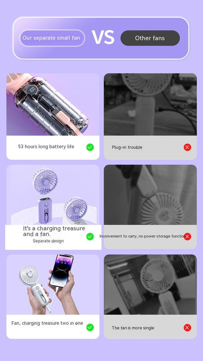 2-in-1 Handheld Fan Fast Charging Power