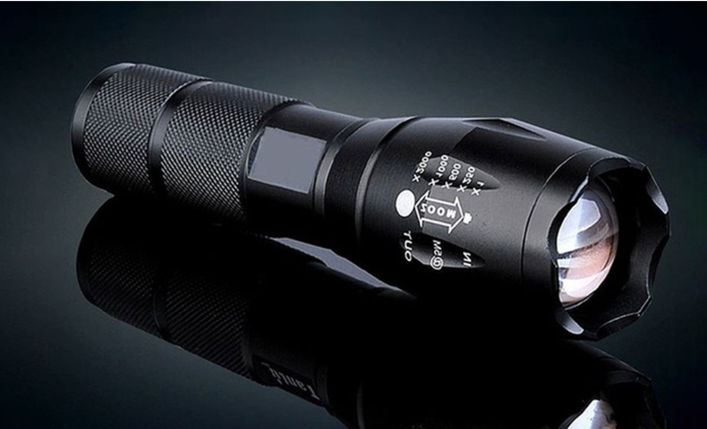 Portable Mini Flashlight LED ZOOM Torch Hunting Zoomable Flashlight Torch Light