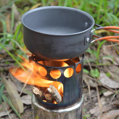Portable Camping Stove Combo Wood Burning Stainless Steel