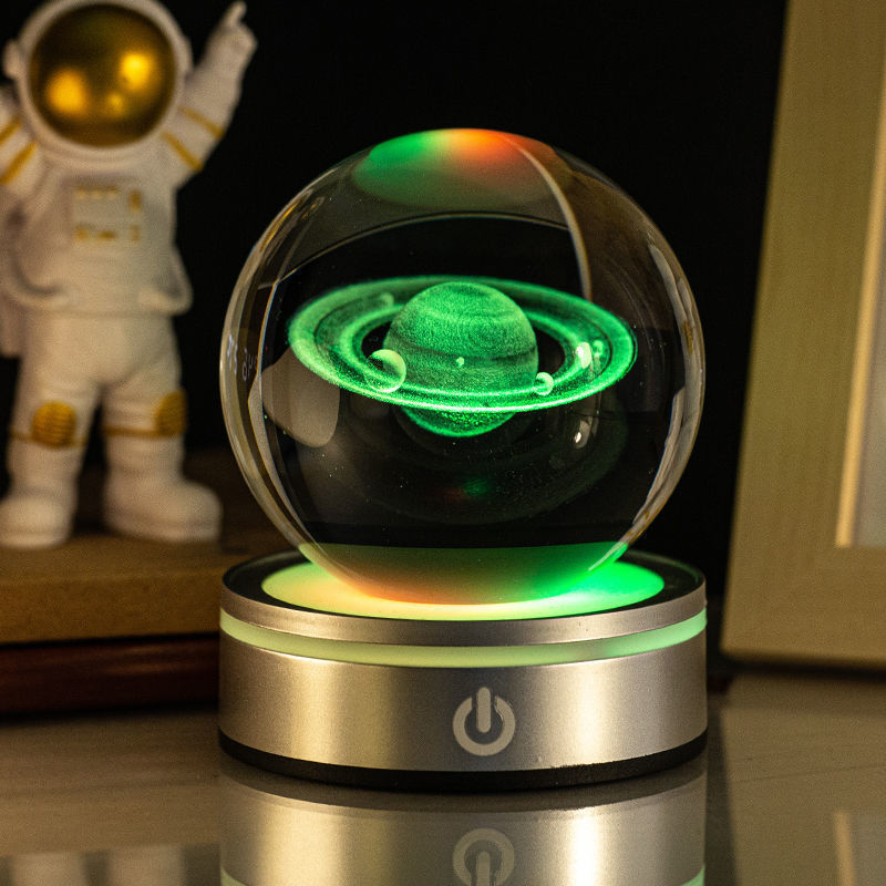 Creative 3D Inner Carving Luminous Crystal Ball Colorful.