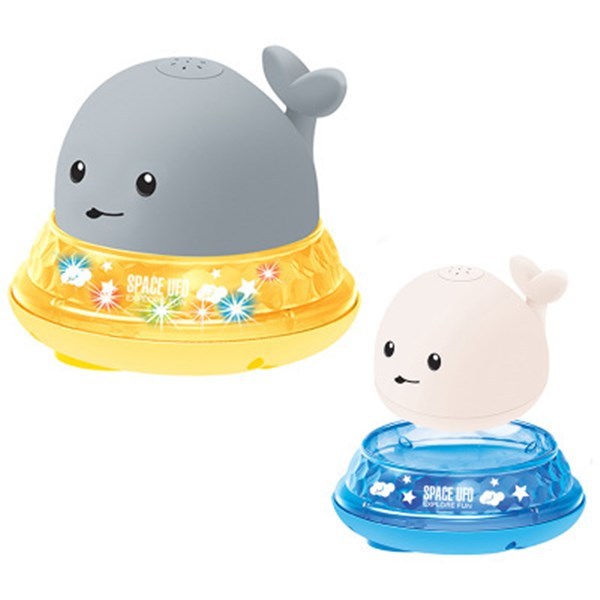Baby Cute Cartoon Whale Floating Spraying Water Bath Toys With Light LED