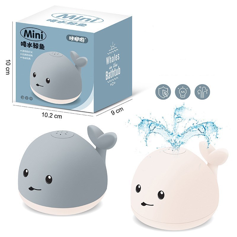 Baby Cute Cartoon Whale Floating Spraying Water Bath Toys With Light LED