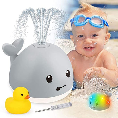 Baby Cute Cartoon Whale Floating Spraying Water Bath Toys With Light LED