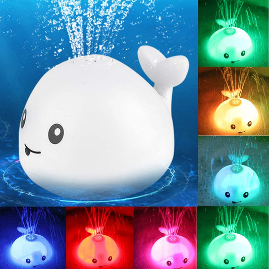 Baby Cute Cartoon Whale Floating Spraying Water Bath Toys With Light LED