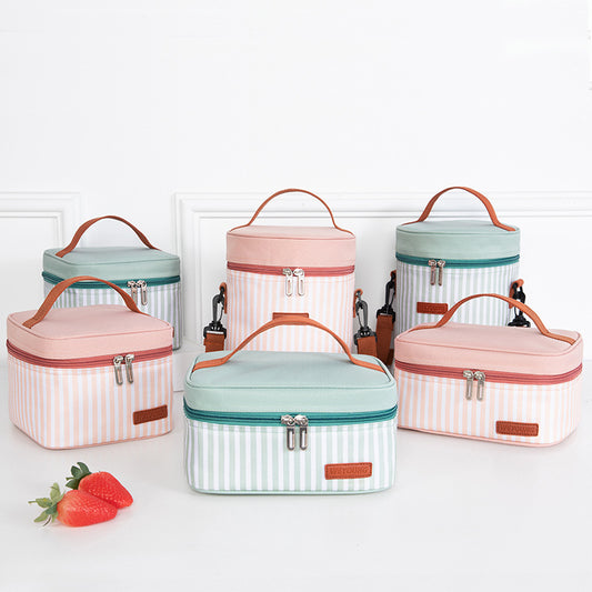 Simple And Portable Striped Thick Aluminum Foil Portable Lunch Bag