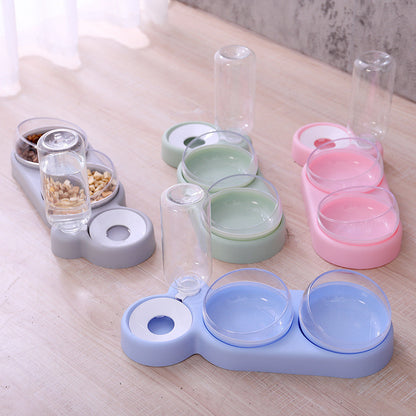 Pet Cat Bowl Automatic Feeder Dog Cat Food Bowl With Water Fountain Double Bowl