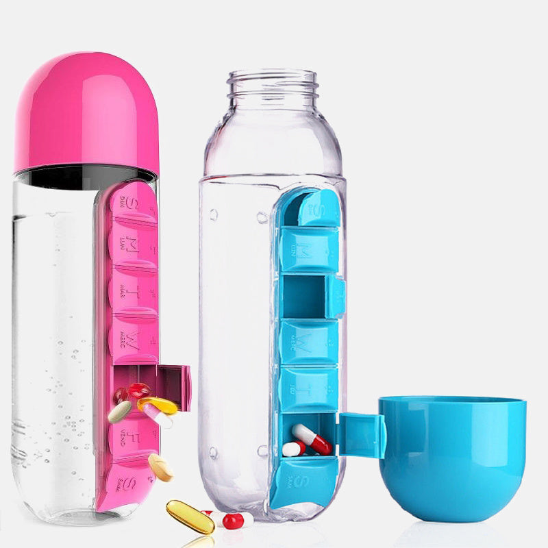 Water Bottle With Pillbox Plastic