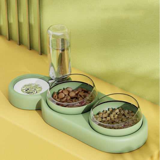 Pet Cat Bowl Automatic Feeder Dog Cat Food Bowl With Water Fountain Double Bowl