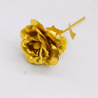 24K Luminous Color Gold Rose Flower Set