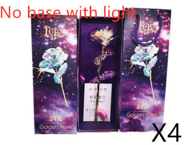 24K Luminous Color Gold Rose Flower Set