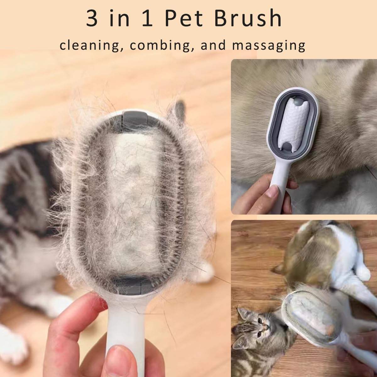 Cat Hair Brush With Water, Sticky Brush For Cats, 4 In-1