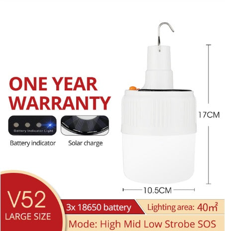 Rechargeable LED Bulb Lamp Remote Control Solar Charge