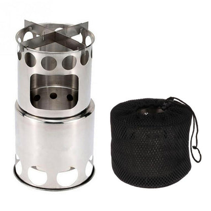 Portable Camping Stove Combo Wood Burning Stainless Steel
