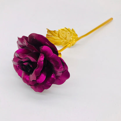 24K Luminous Color Gold Rose Flower Set