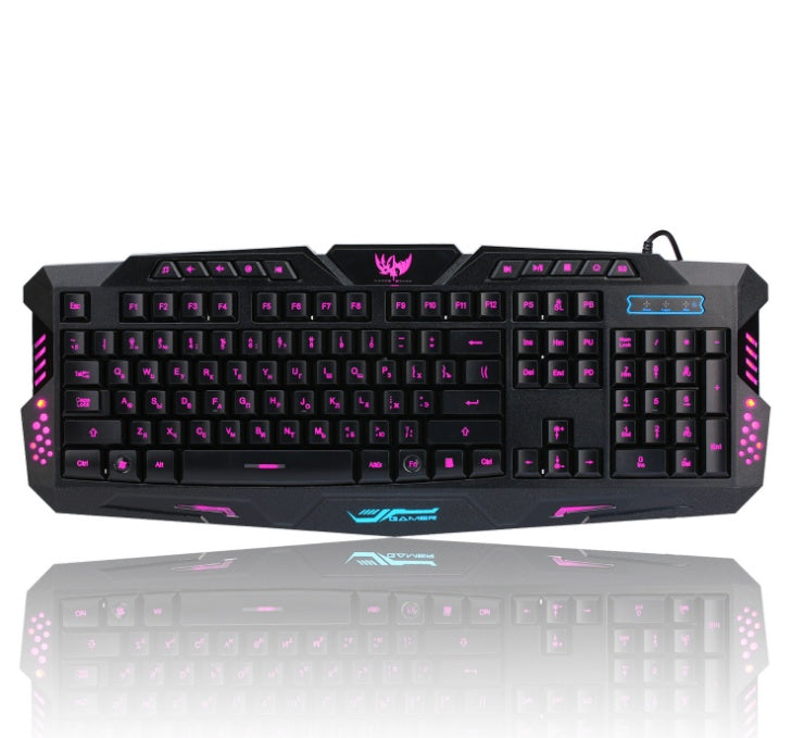 tricolor backlight wired gaming keyboard set colorful luminous gaming mouse keyboard