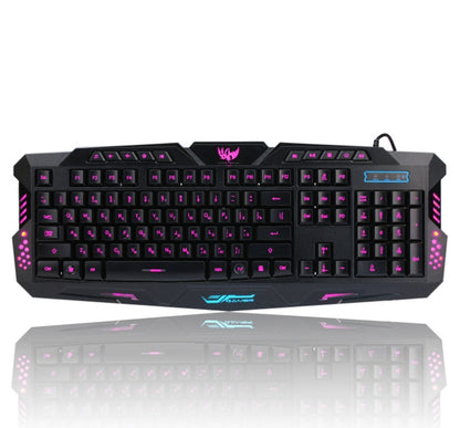 tricolor backlight wired gaming keyboard set colorful luminous gaming mouse keyboard