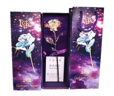 24K Luminous Color Gold Rose Flower Set