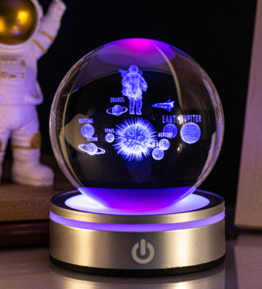Creative 3D Inner Carving Luminous Crystal Ball Colorful.