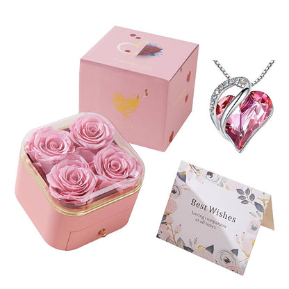 Valentines Day Rose Flower Drawer Jewelry Box