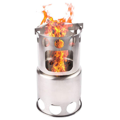 Portable Camping Stove Combo Wood Burning Stainless Steel