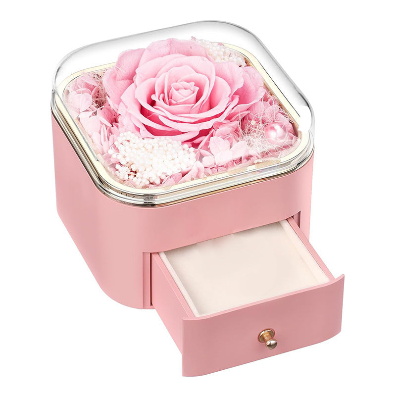 Valentines Day Rose Flower Drawer Jewelry Box