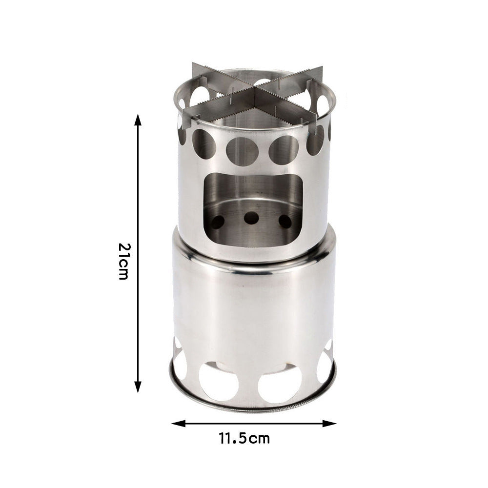 Portable Camping Stove Combo Wood Burning Stainless Steel