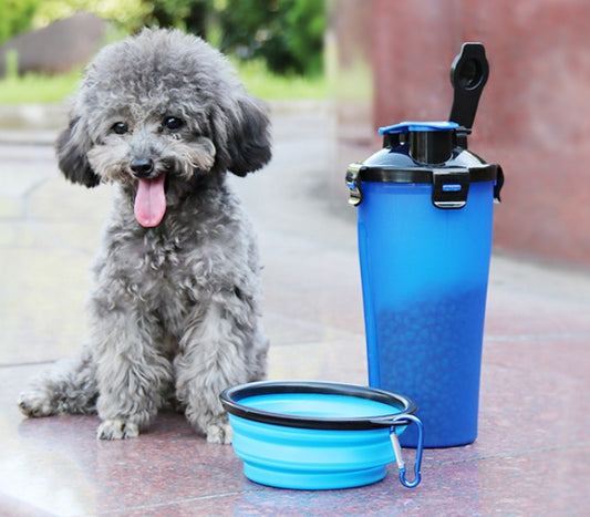 2 In 1Pet Water Bottle Silicone Bowl