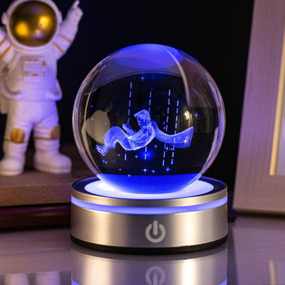 Creative 3D Inner Carving Luminous Crystal Ball Colorful.
