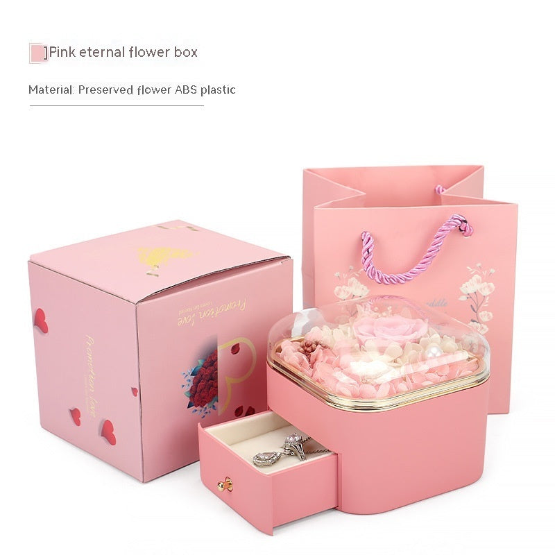 Valentines Day Rose Flower Drawer Jewelry Box