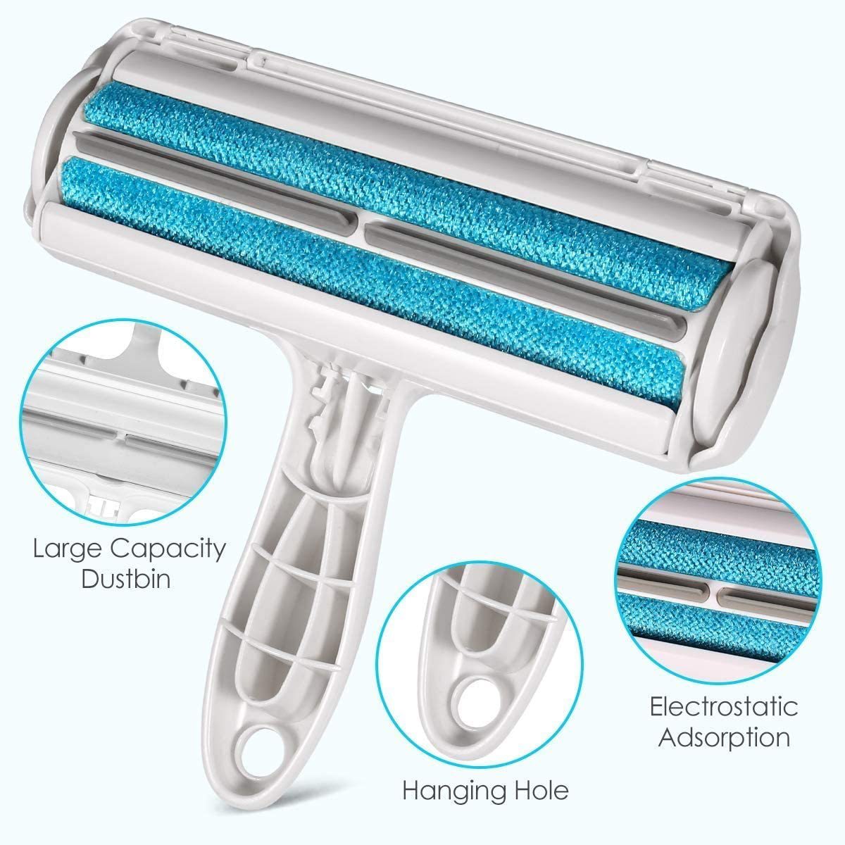 Pet Hair Roller Remover Lint Brush 2-Way for Dogs and  Cats.