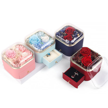 Valentines Day Rose Flower Drawer Jewelry Box